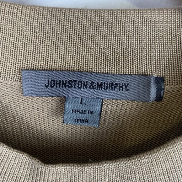 Johnston Murphy Sweater Mens Large Preppy Silk Pullover Tan Casual Adult - Picture 4 of 5